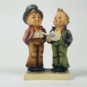 Vintage Goebel Hummel Figurine "Duet" Two Boys Singing With Sheet Music Porcelai
